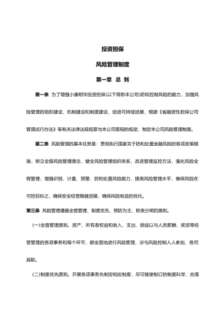 担保有限公司风险管理制度