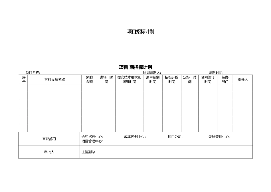 招招投标用表格模板_第1页