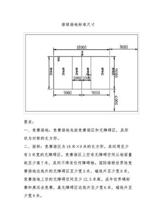 排球场地标准尺寸