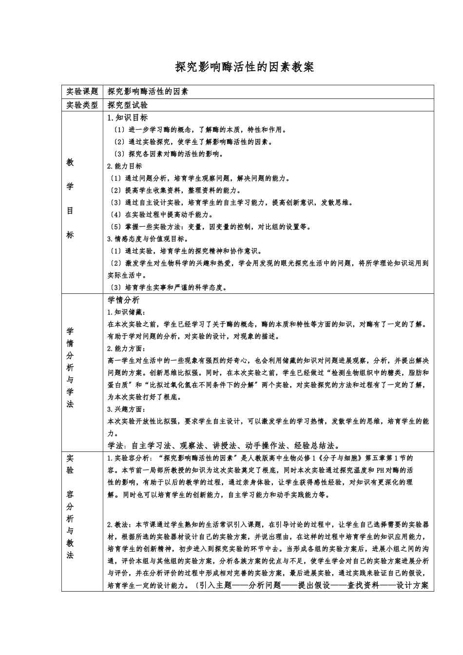 探究影响酶活性的因素教案_第1页