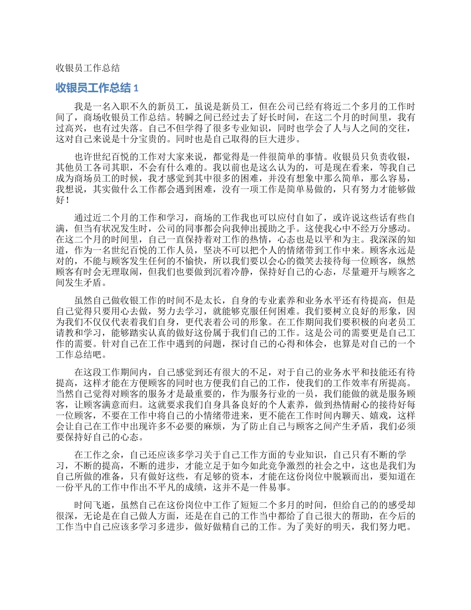 收银员工作总结_第1页