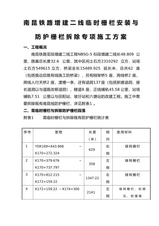 改建既有线拆除防护栅栏方案