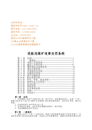 改板沟煤矿违章处罚制度