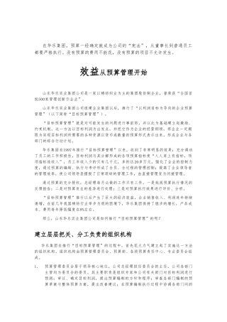 效益从预算管理开始