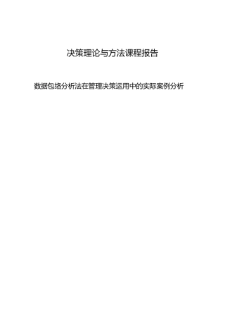 数据包络分析法在管理决策运用中的实际案例分析报告文案