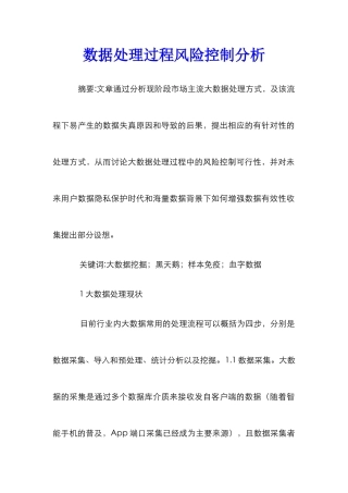 数据处理过程风险控制分析