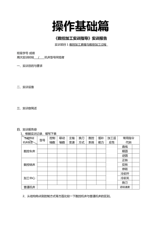 数控加工实训指导实训报告ok