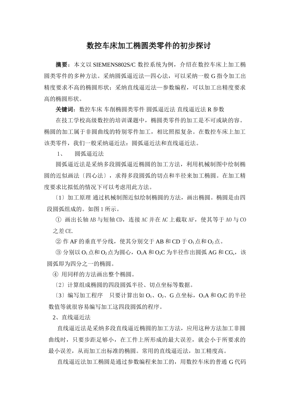 数控车床加工椭圆类零件的初步探讨_第1页