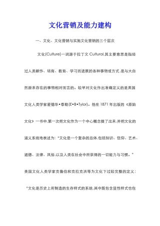 文化营销及能力建构
