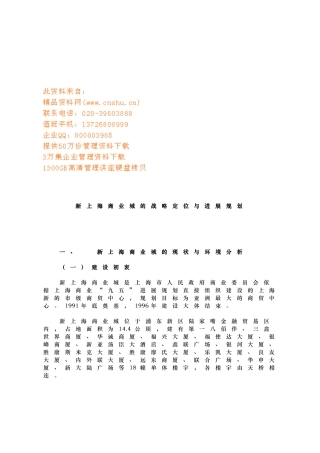 新上海商业城的战略定位和发展规划报告