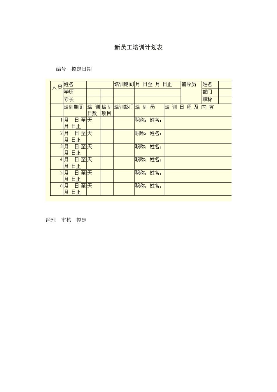 新员工培训表格汇总_第2页