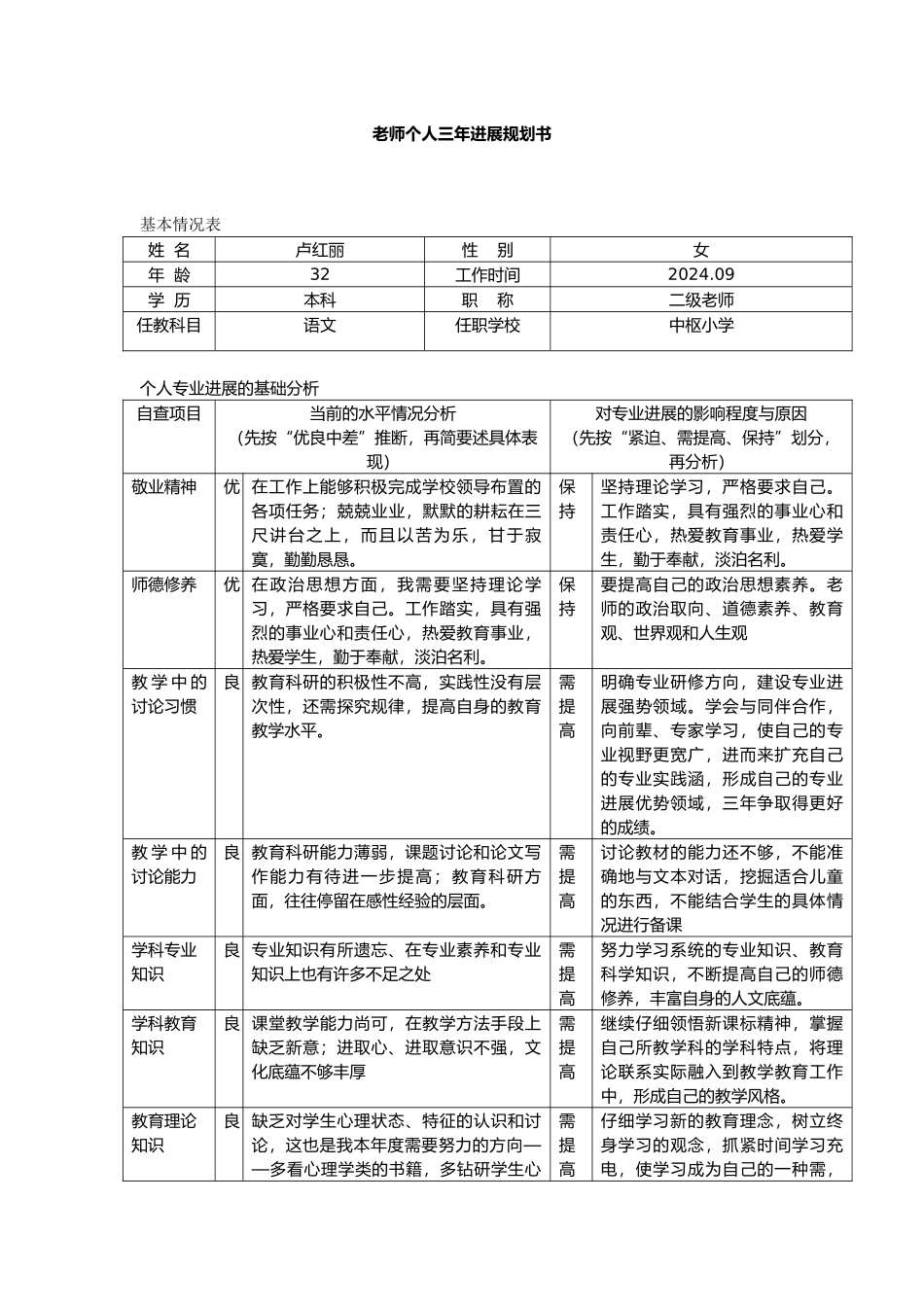 新教师个人发展规划报告_第2页