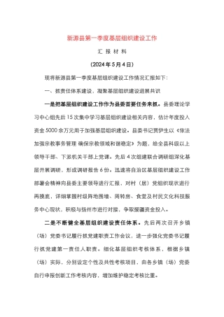 新源县基层组织建设工作材料1