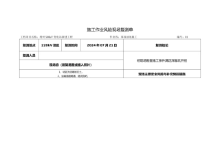施工作业风险现场复测单