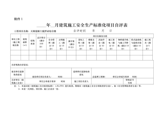 施工安全生产标准化项目自评表