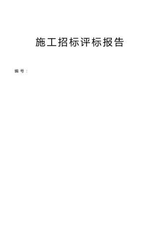 施工招标评标报告样本