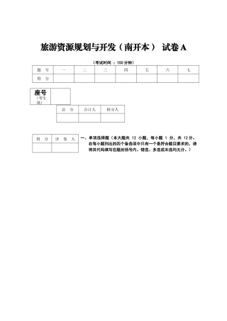 旅游资源规划与开发