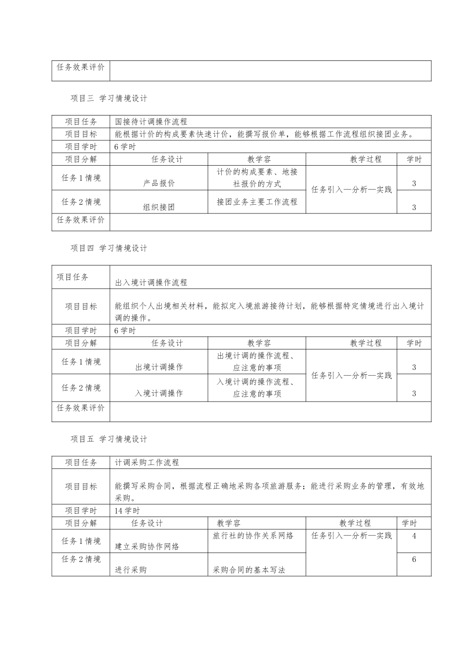 旅行社计调业务教学设计说明_第3页