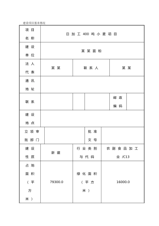 日加工400吨小麦面粉厂项目环评报告表