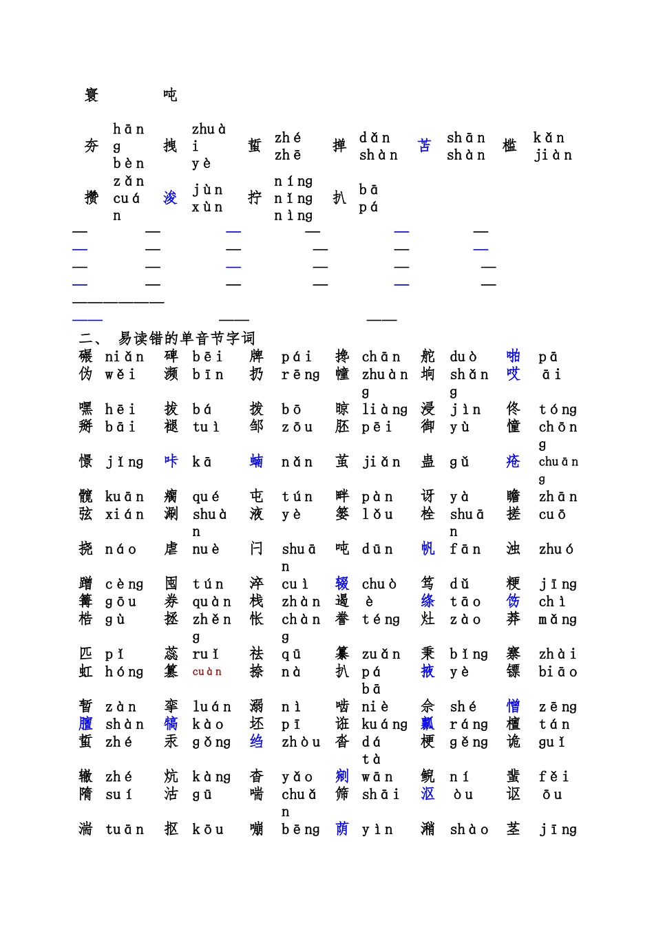 普通话水平测试难认的字_第2页