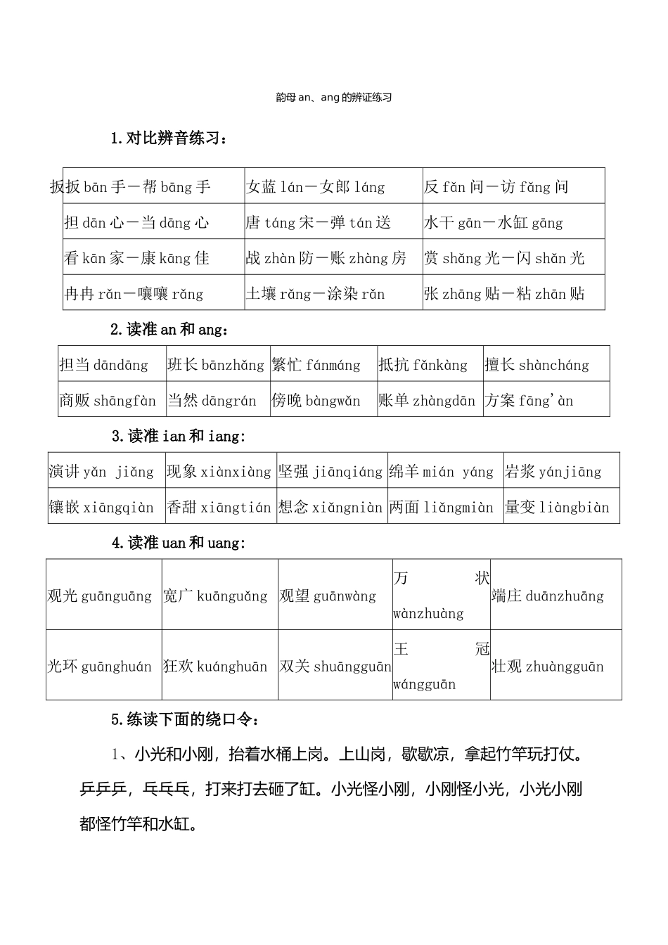 普通话练习材料_第1页