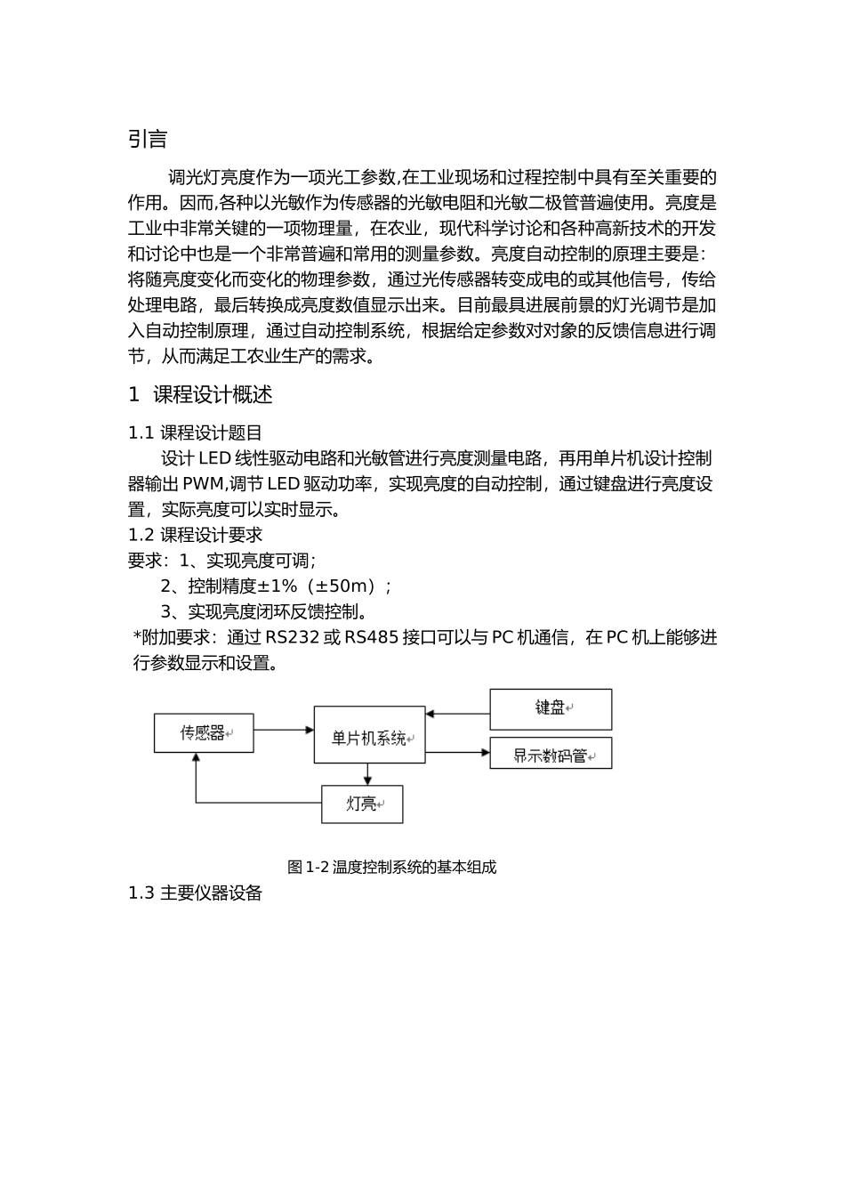 智能仪器仪表课程设计LED调光灯亮度控制系统方案_第3页