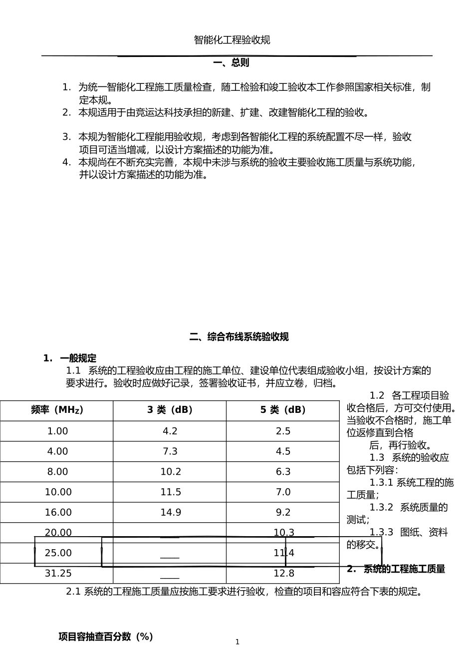 智能化工程验收一般规范标准_第1页