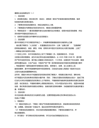 暑期社会实践项目策划书