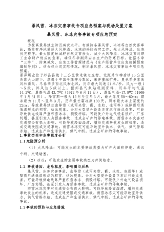 暴风雪应急处置预案与处置方案