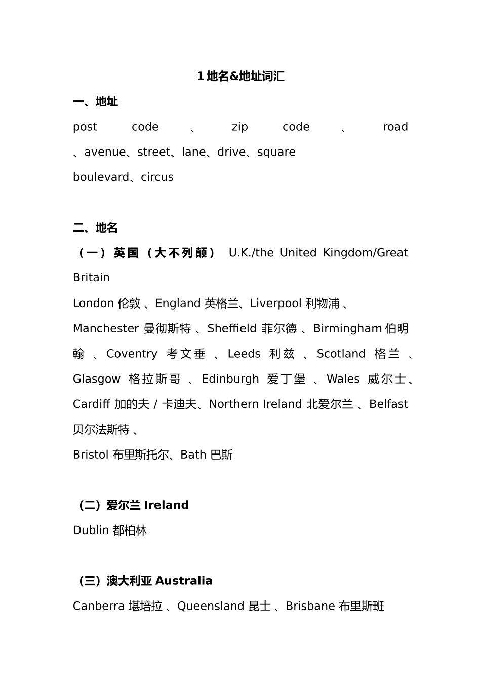 最全雅思听力场景词汇_第1页