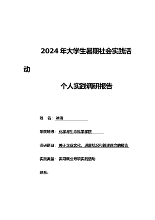 有关企业文化、发展状况和管理理念的报告