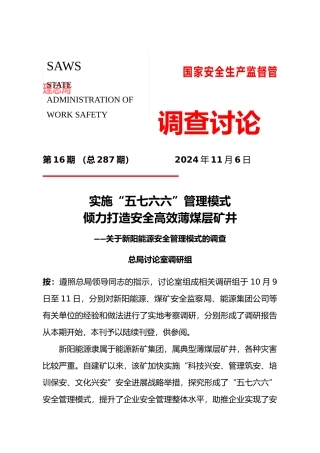 有关山东新阳能源有限公司安全管理模式的调查