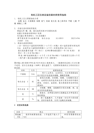 有机工区仪表设备防腐材质使用指南
