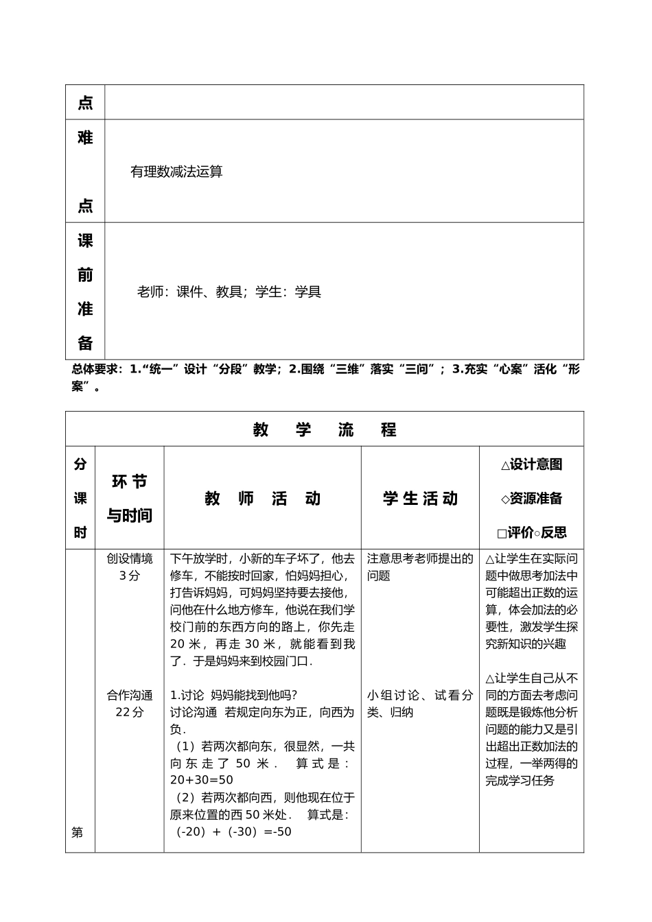 有理数加减法教学设计说明_第2页