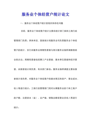服务业个体经营户统计论文_0