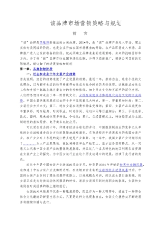 服装品牌市场营销策略与规划