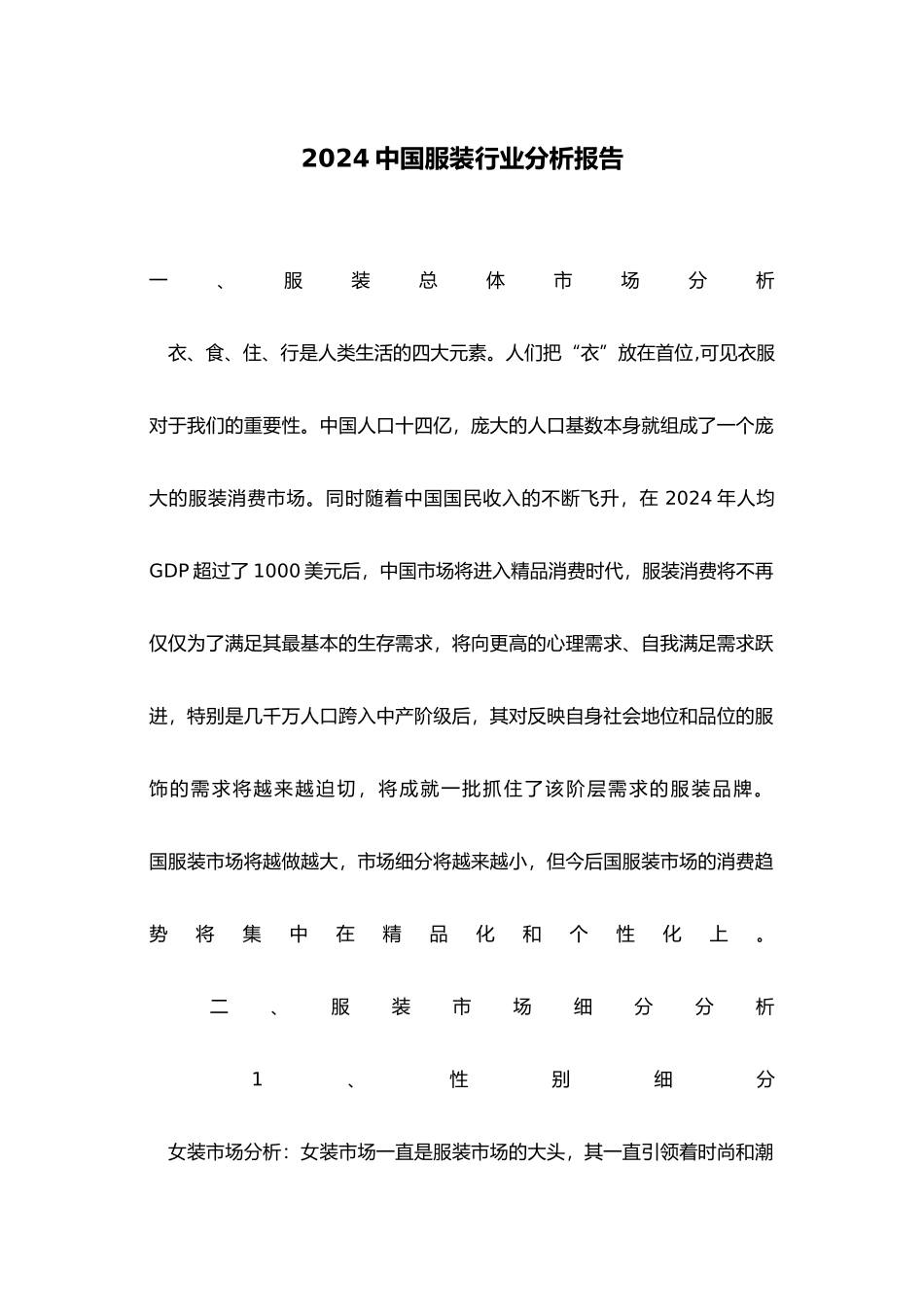 服装行业分析报告模版_第2页