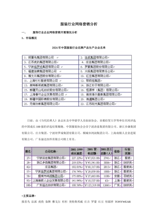 服装行业网络营销分析