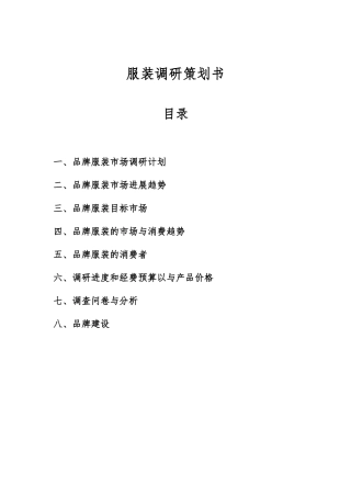 服装调研策划书模板