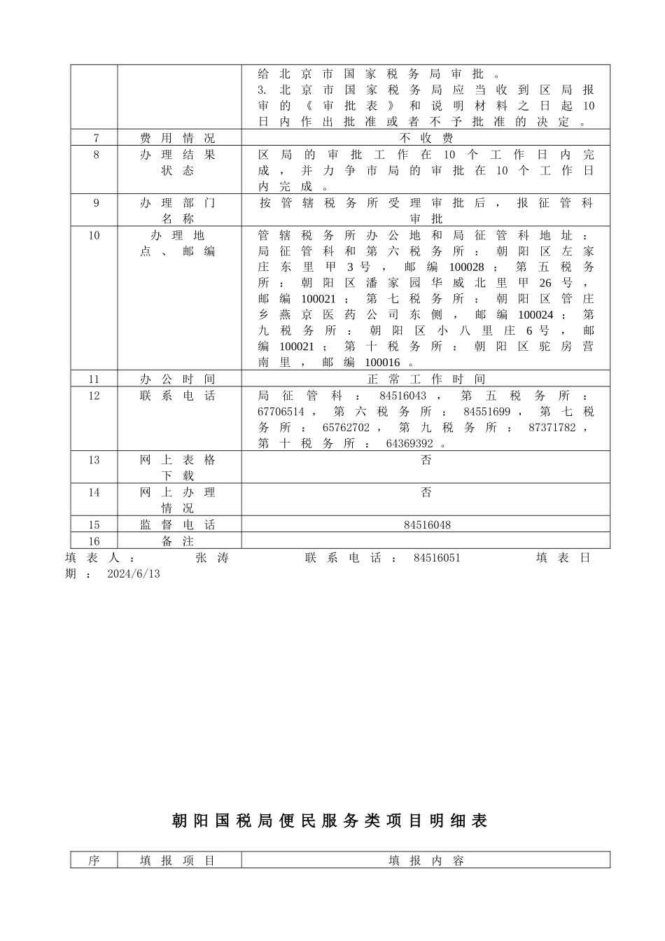 朝阳国税局便民服务类项目明细表_第3页
