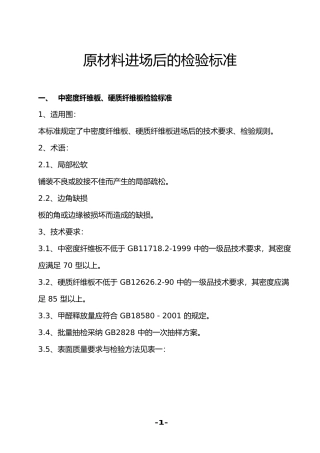 木质原材料进场后的检验标准