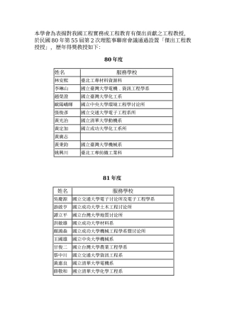 本学会为表扬对我国工程实务或工程教育有杰出贡献之工...