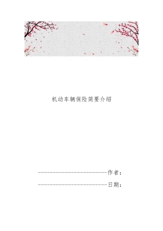 机动车辆保险简要介绍