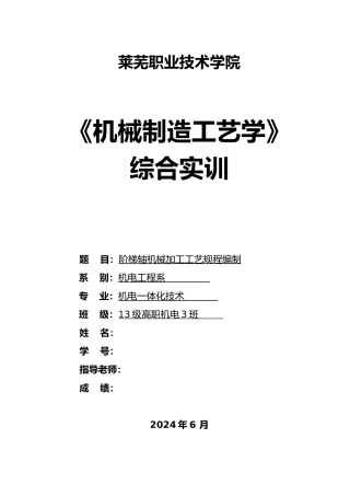 机械制造工艺学