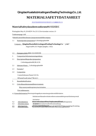 石墨粉MSDS华泰石墨英文版