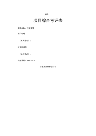 项目综合考评表