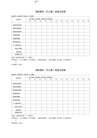 消防器材检查记录文本表