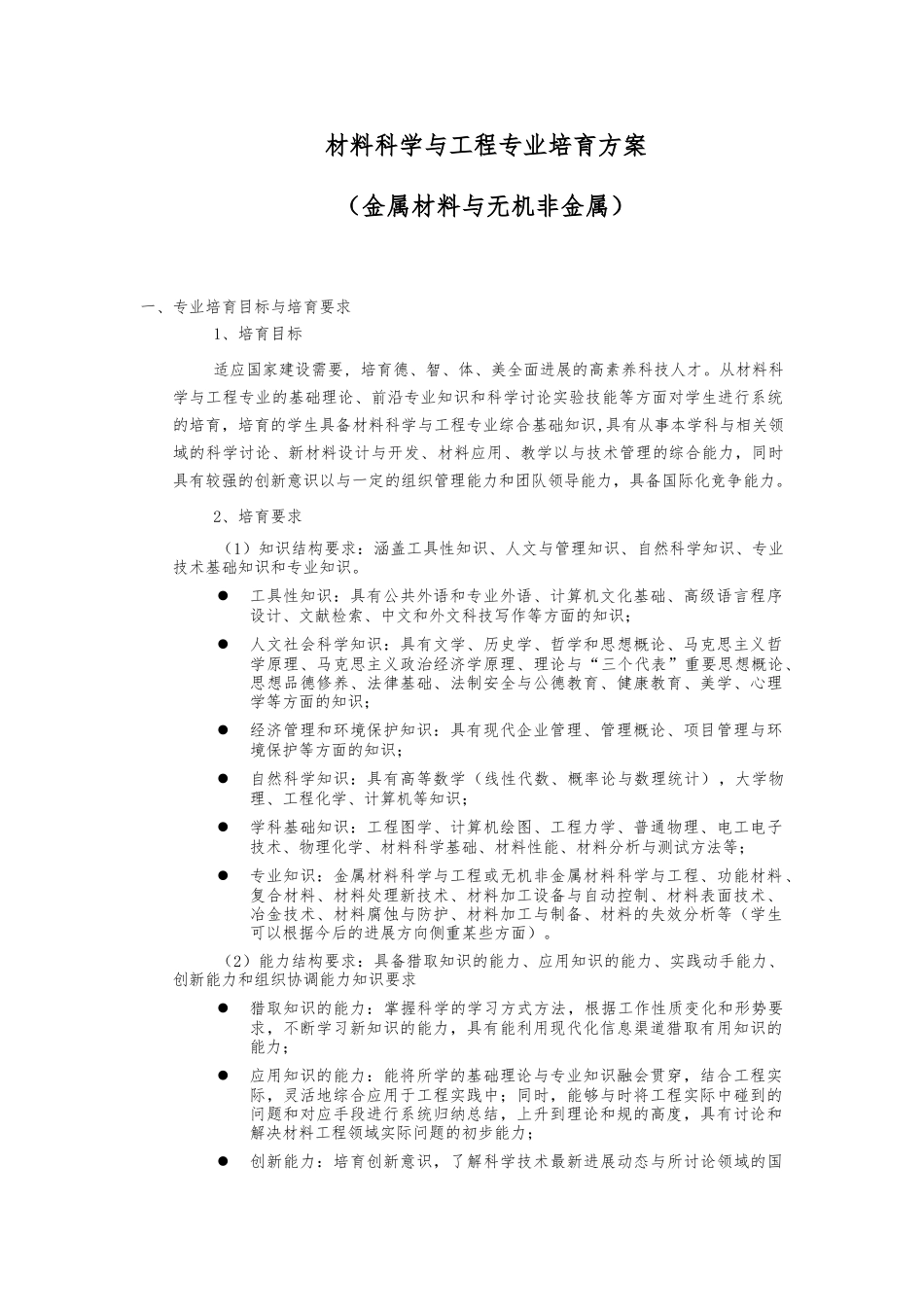 材料科学与工程专业培养方案_第1页