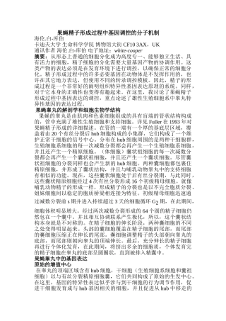 果蝇精子形成过程中基因调控的分子机制