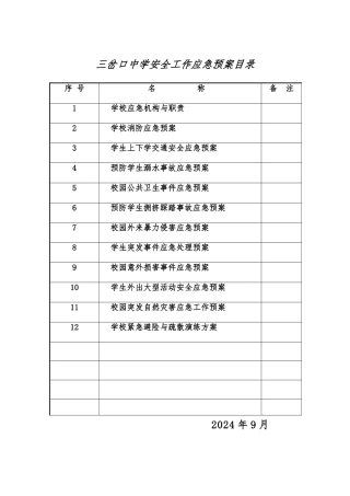 某中学安全工作应急处置预案